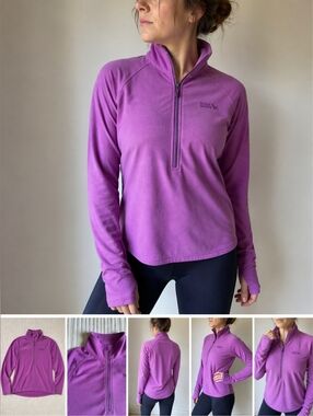 Eddie Bauer Women’s S Purple 1/2 Zip Fleece Pullover Athletic Top Stretch